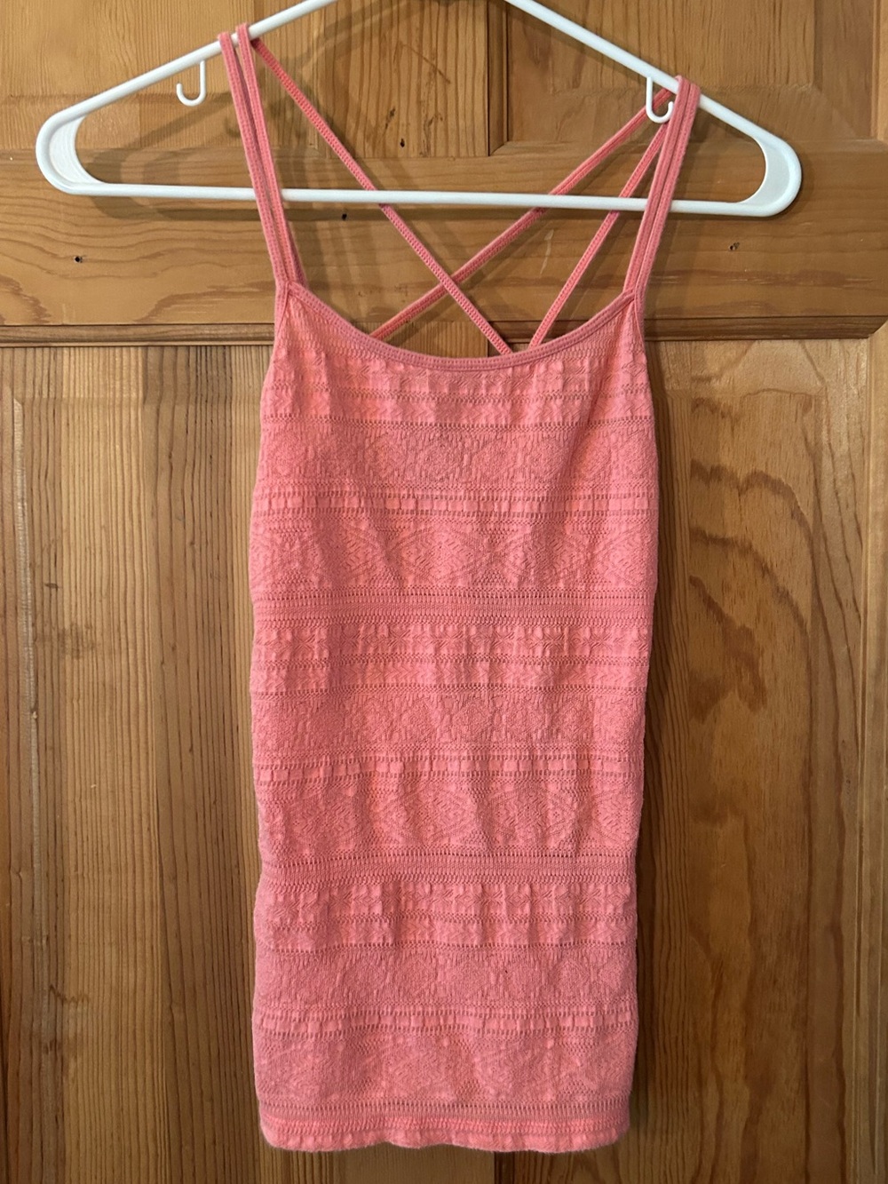 Aeropostale Coral Pink Lace-Texture Strappy Cami